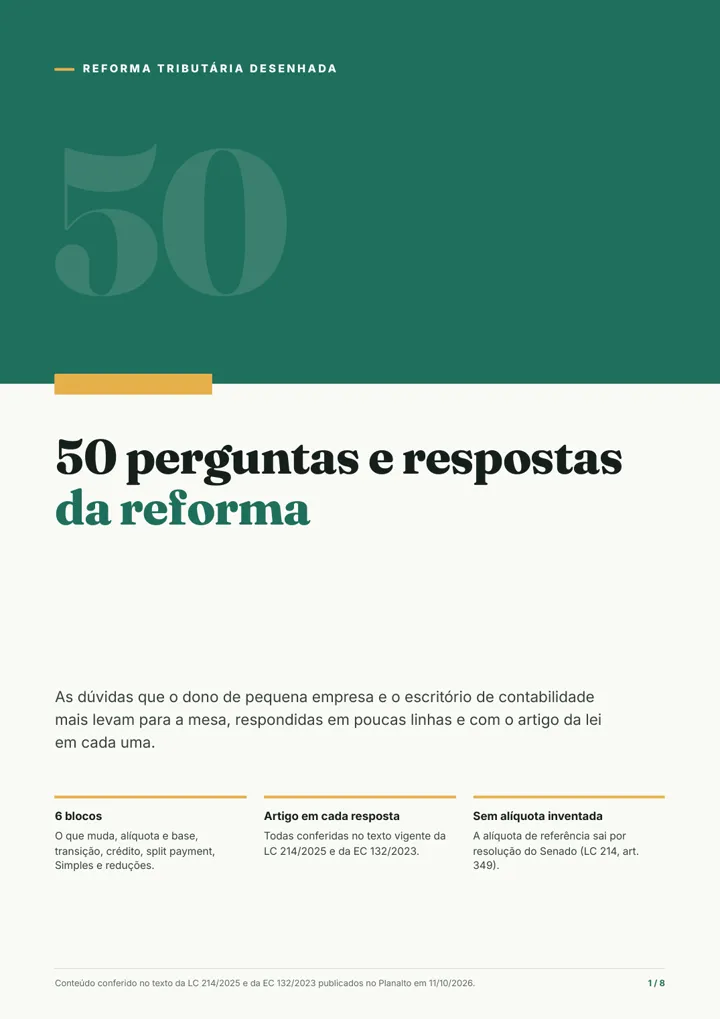 Capa do material 50 perguntas e respostas da reforma